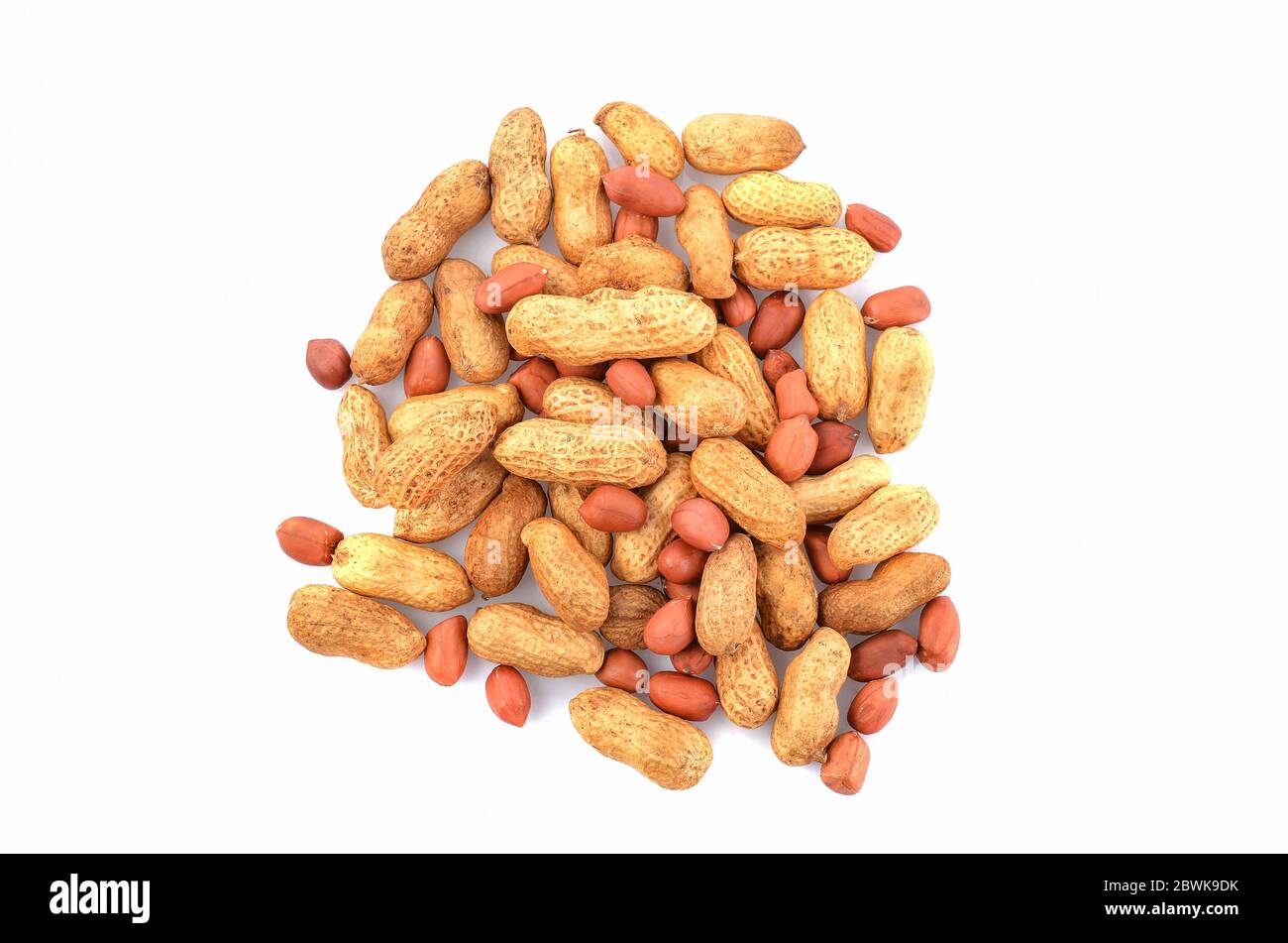 Top view of peanuts isolated on white background Stock Photo
