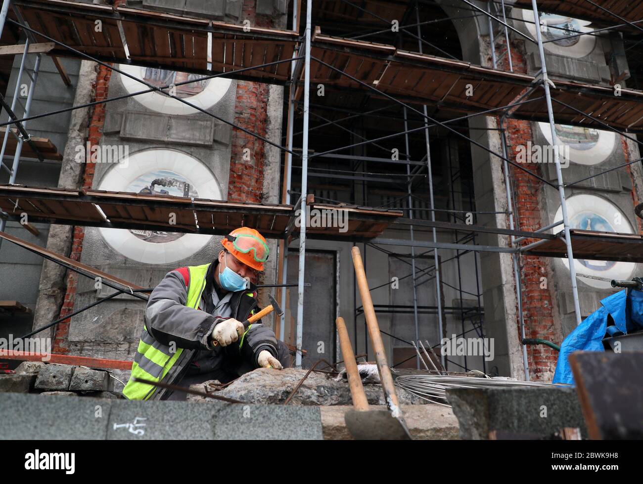 Moscow, Russia. 2nd June, 2020. Improvement works under way at the North River Terminal. Credit: Gavriil Grigorov/TASS/Alamy Live News Stock Photo