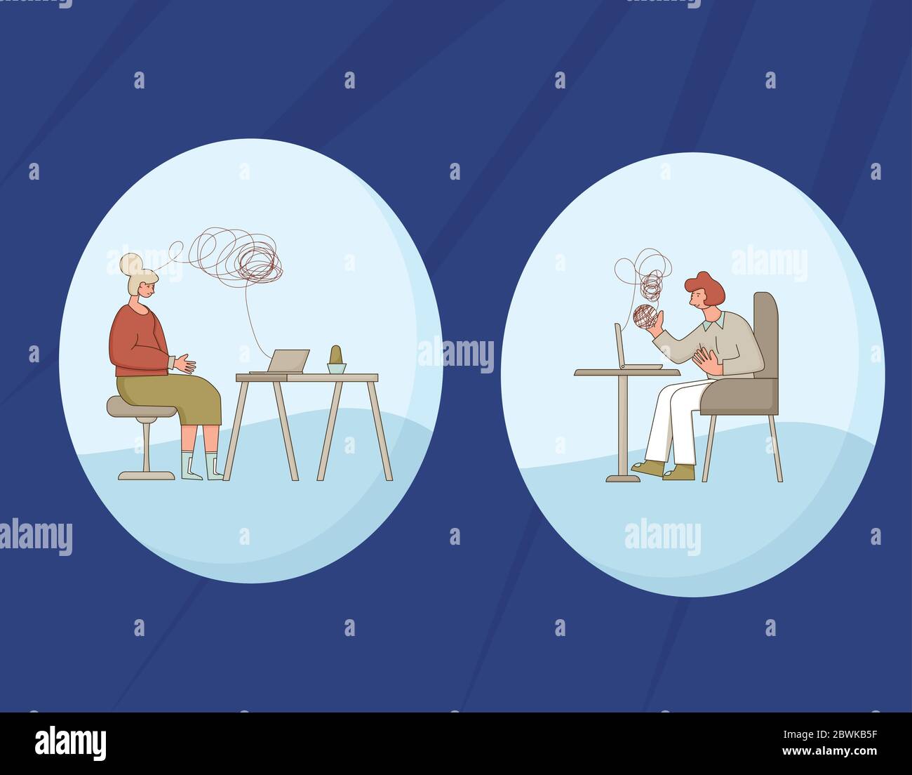 Sad Client Mature woman talking to her doctor Stock Vector Images - Alamy