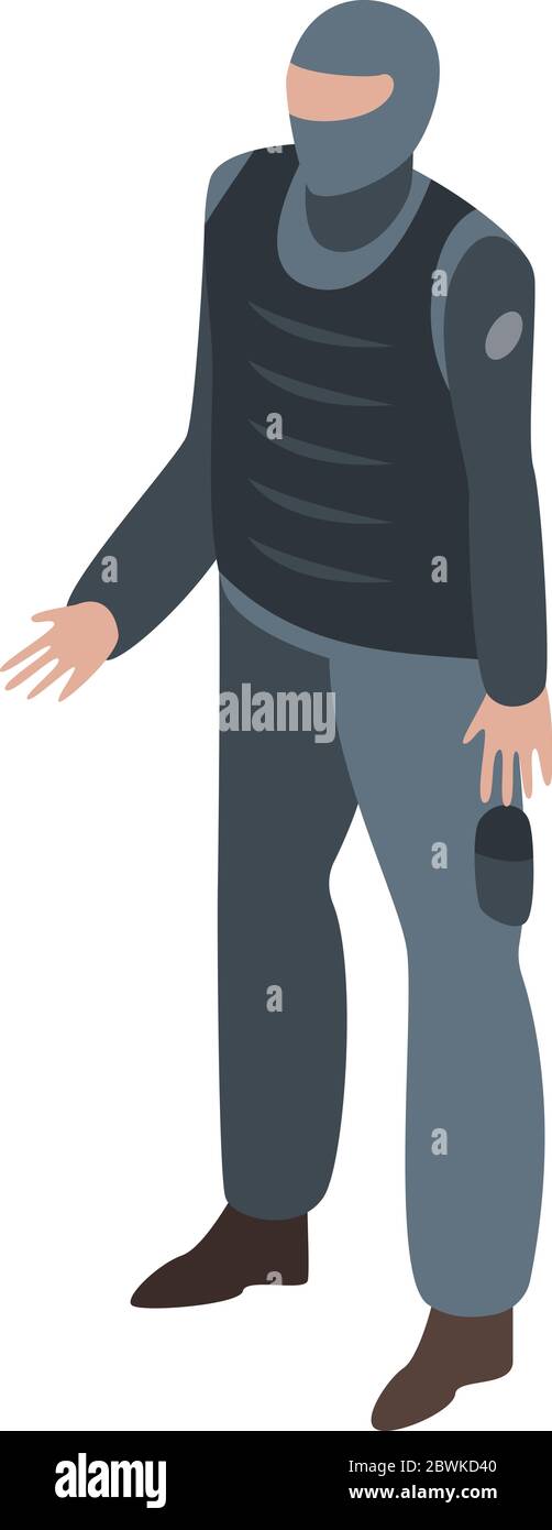 Special forces policeman icon, isometric style Stock Vector