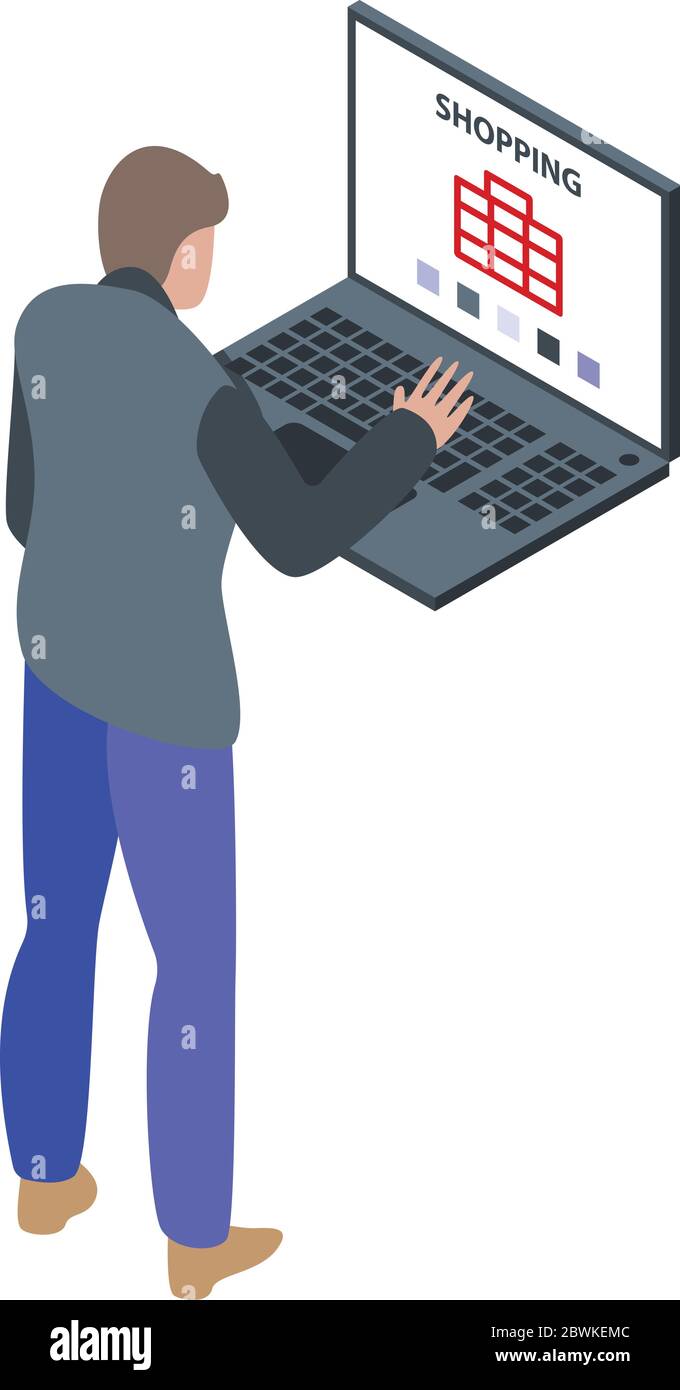 Shopaholic icon, isometric style Stock Vector