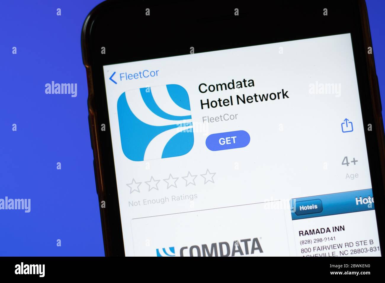 Moscow, Russia 1 June 2020 Comdata Hotel Network app mobile logo