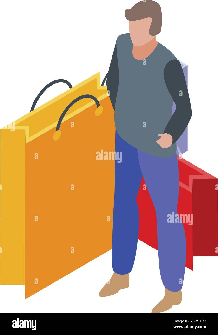 Shopping addiction icon, isometric style Stock Vector