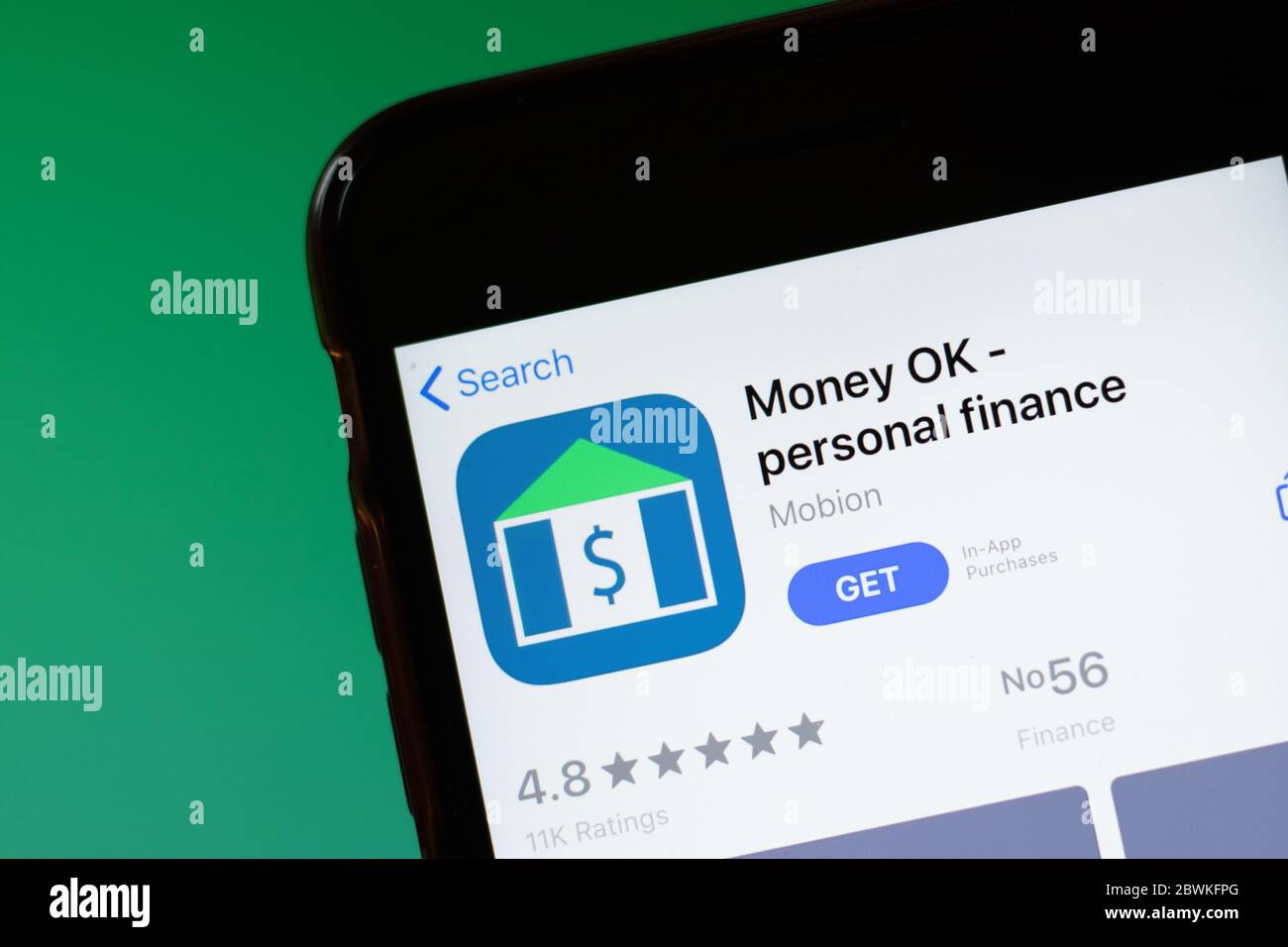 Moscow, Russia 1 June 2020 Money OK app mobile logo closeup on