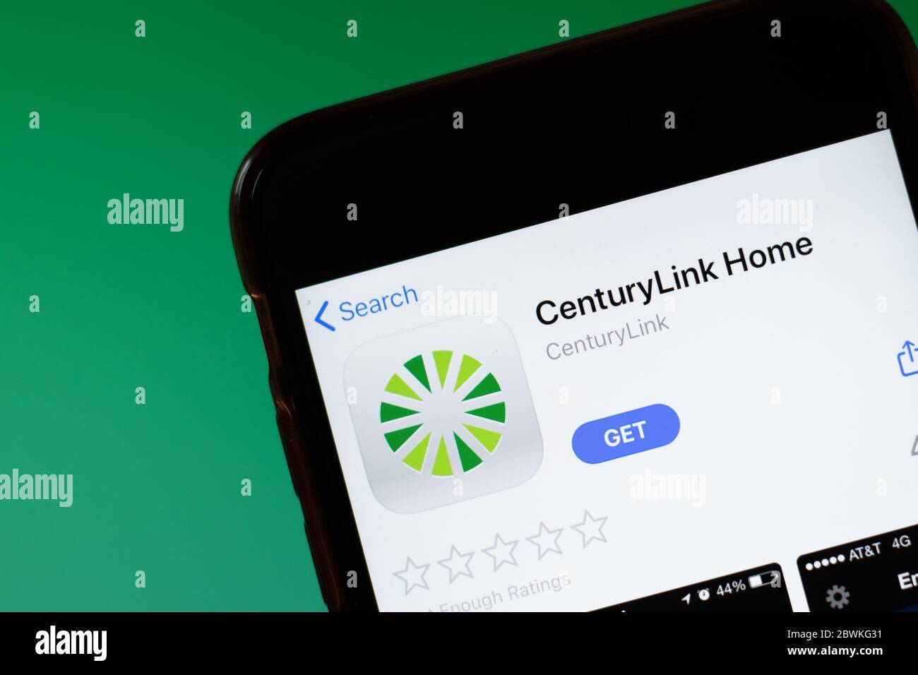 Moscow, Russia - 1 June 2020: CenturyLink Home app mobile logo close-up on screen display, Illustrative Editorial. Stock Photo