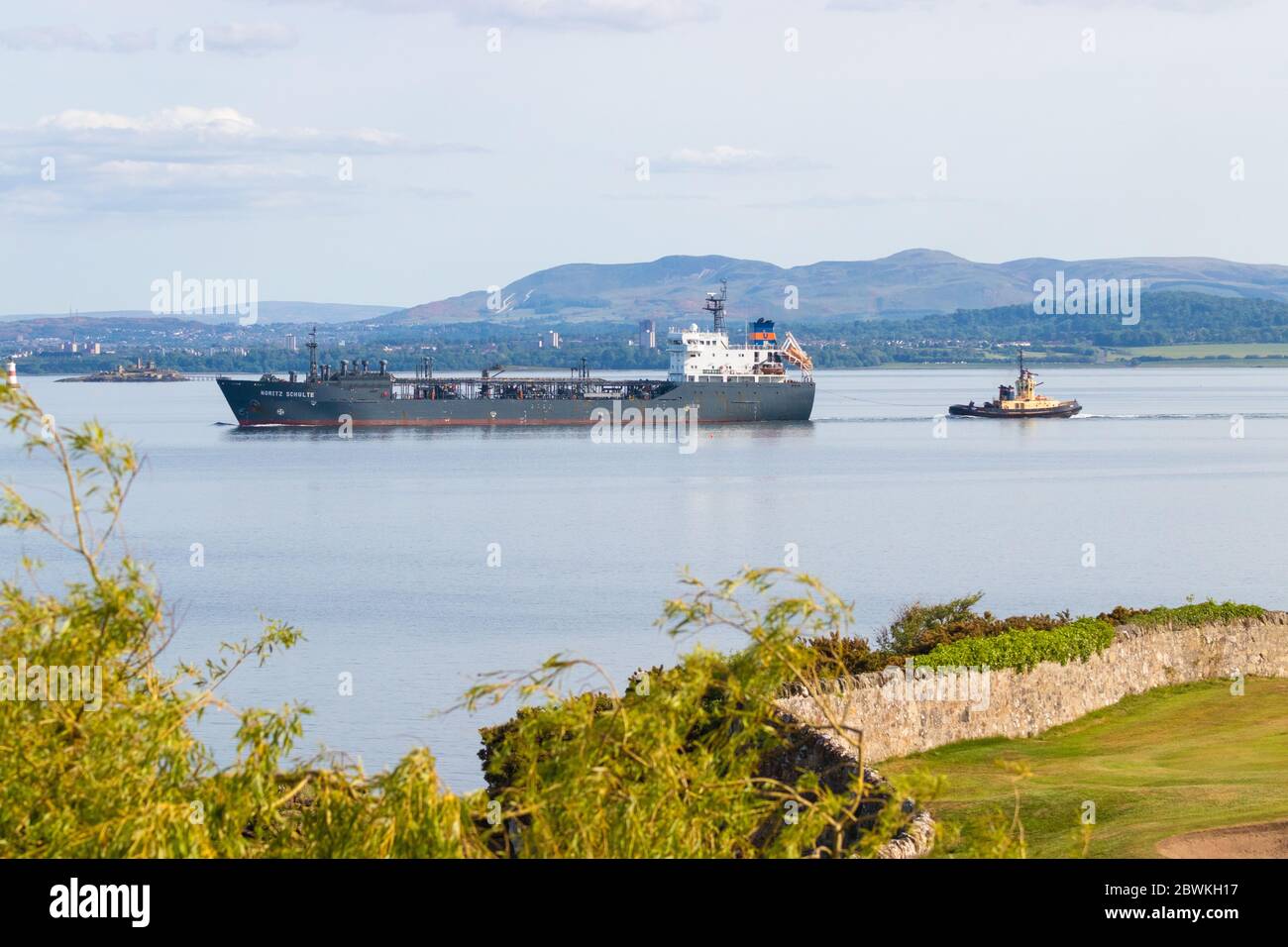 The Moritz Schulte a LPG Tanker in the Firth of Forth near Aberdour, Fife, Scotland. Stock Photo