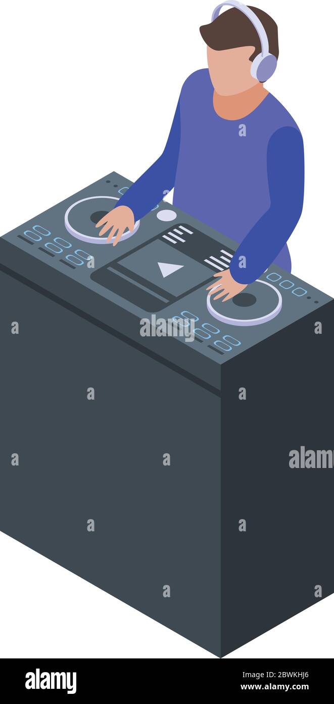 Disk jockey icon, isometric style Stock Vector