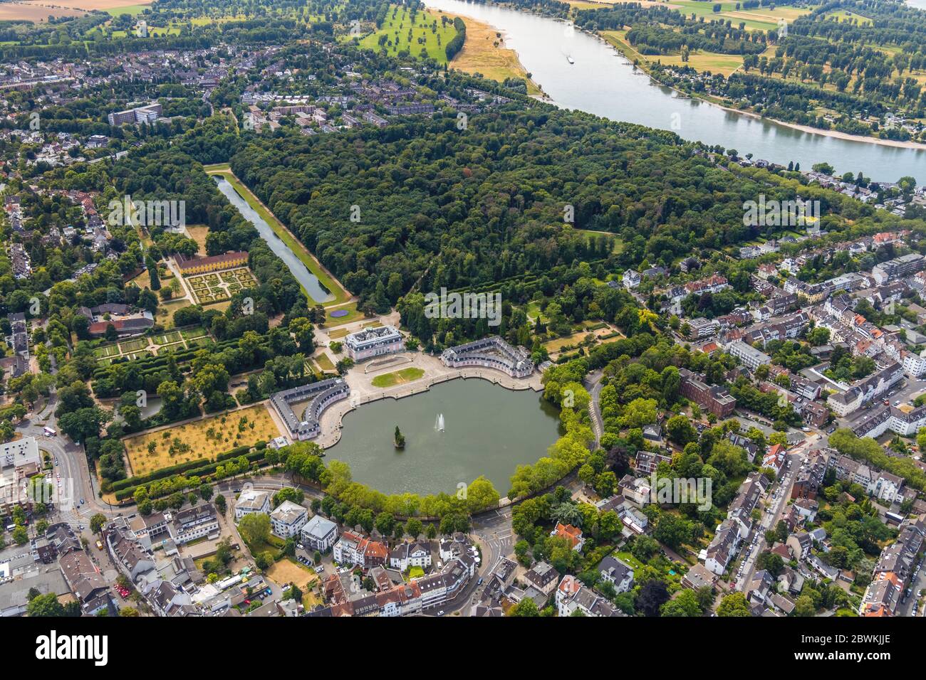 benrath palace, 22.07.2019, aerial view, Germany, North Rhine-Westphalia, Lower Rhine, Dusseldorf Stock Photo