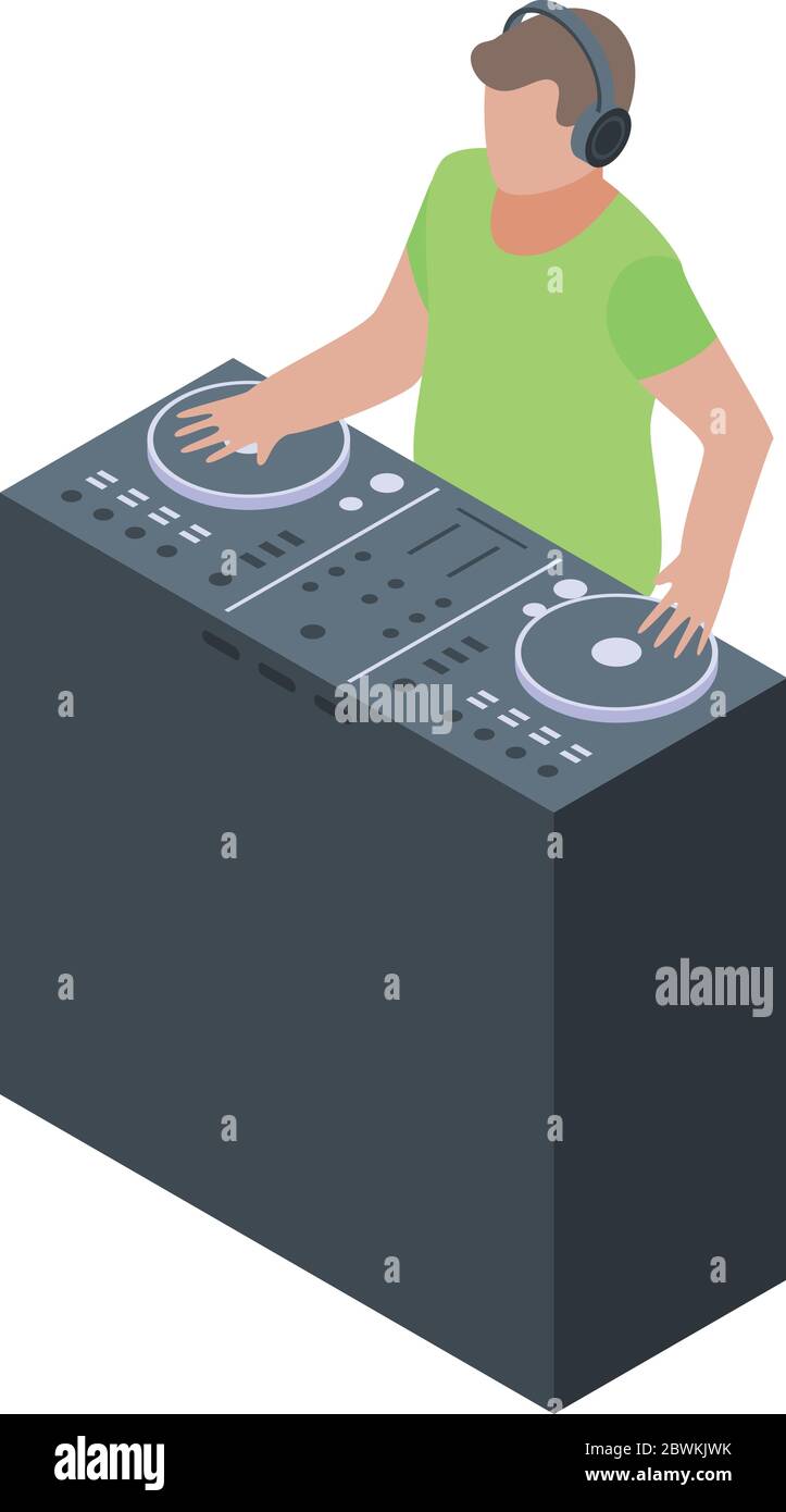 Dj disco icon, isometric style Stock Vector