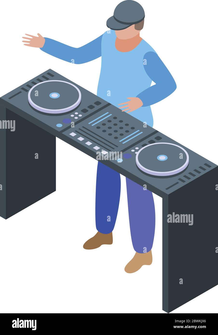 Dj man icon, isometric style Stock Vector