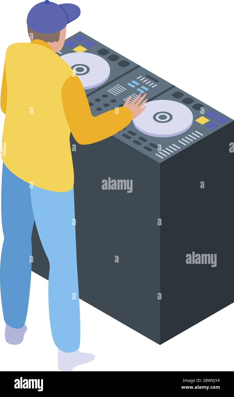 Party dj icon, isometric style Stock Vector