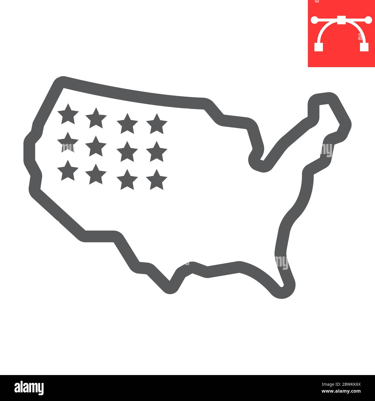 USA map line icon, america and country, map of usa sign vector graphics, editable stroke linear icon, eps 10. Stock Vector