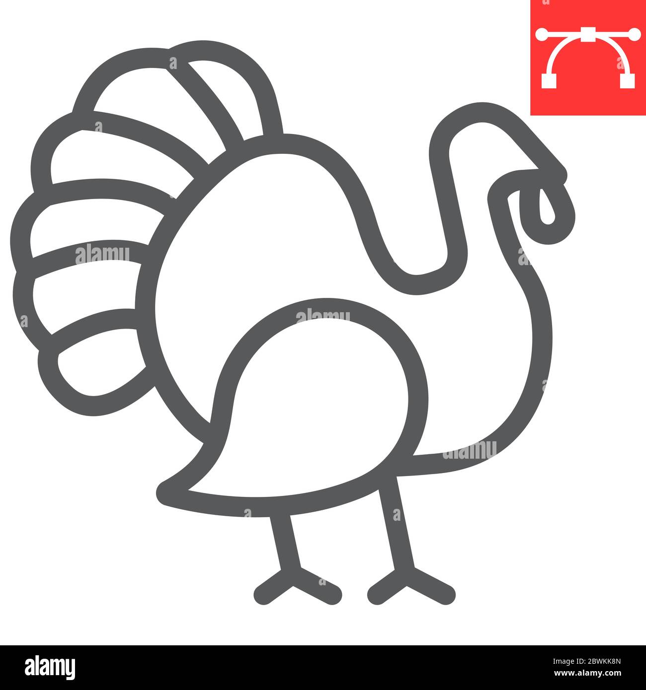 Turkey bird line icon, animal and poultry, turkey animal sign vector