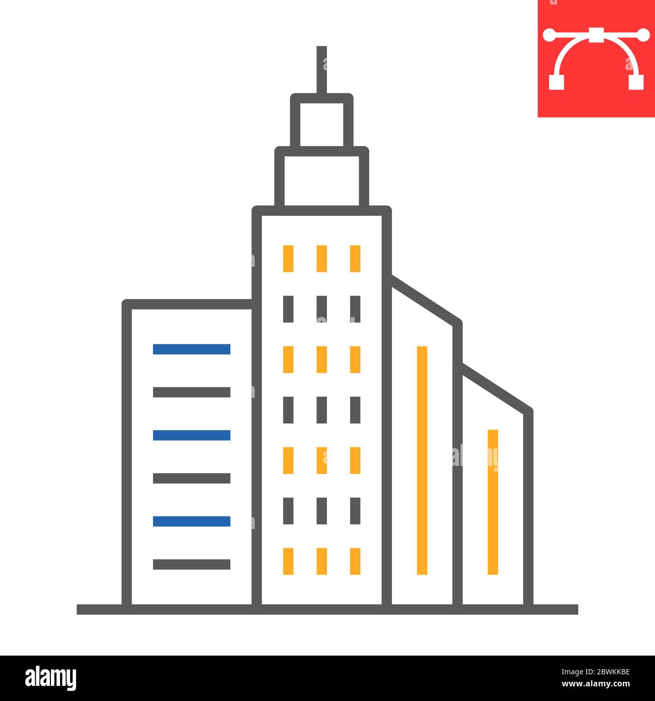 City Buildings Color Line Icon Business And City Buildings Sign Vector Graphics Editable