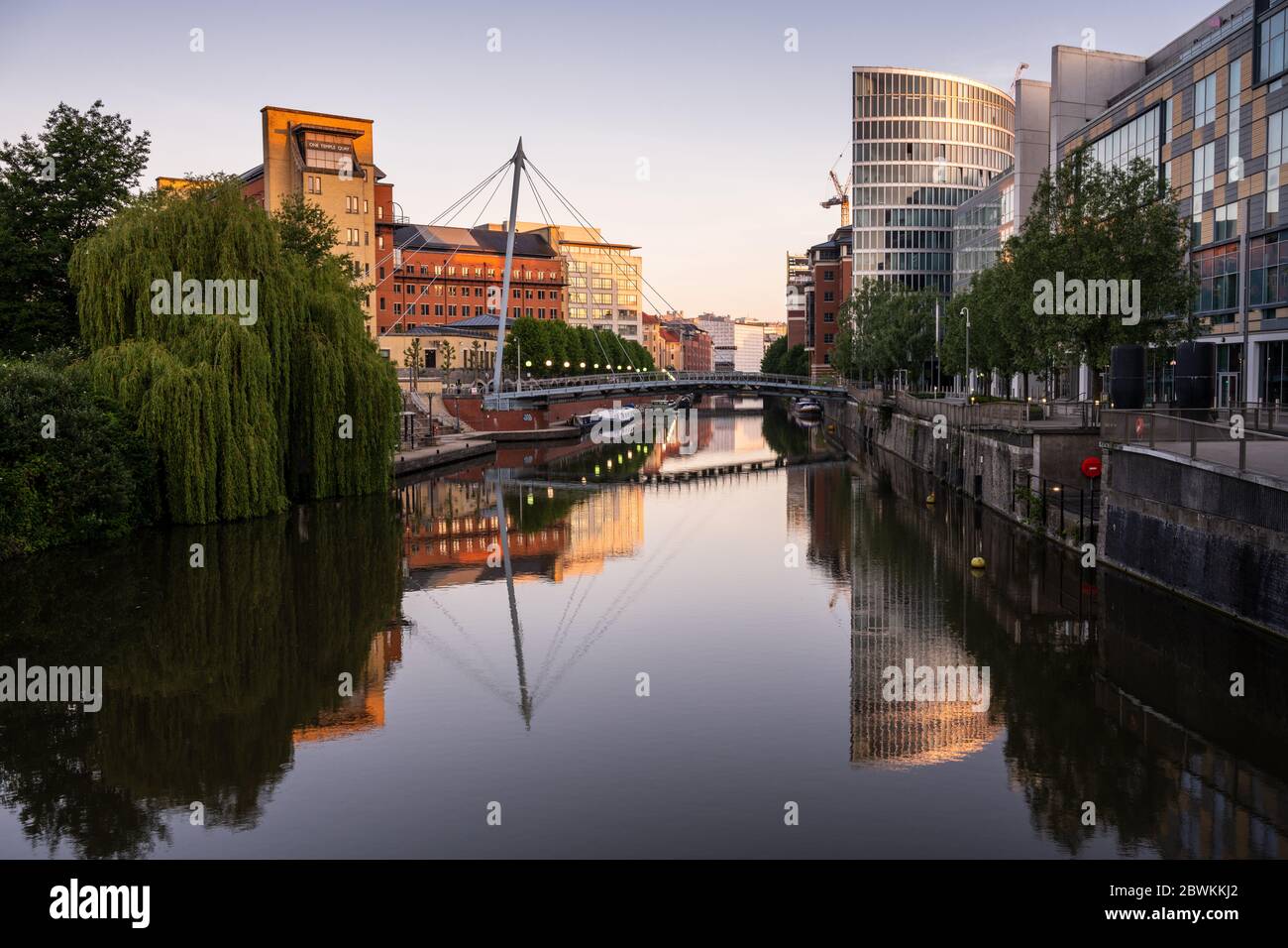 Bristol, England, UK - May 25, 2020: Modern office buildings cluster in the Temple Quarter Enterprise Zone along Temple Quay on Bristol's regenerated Stock Photo