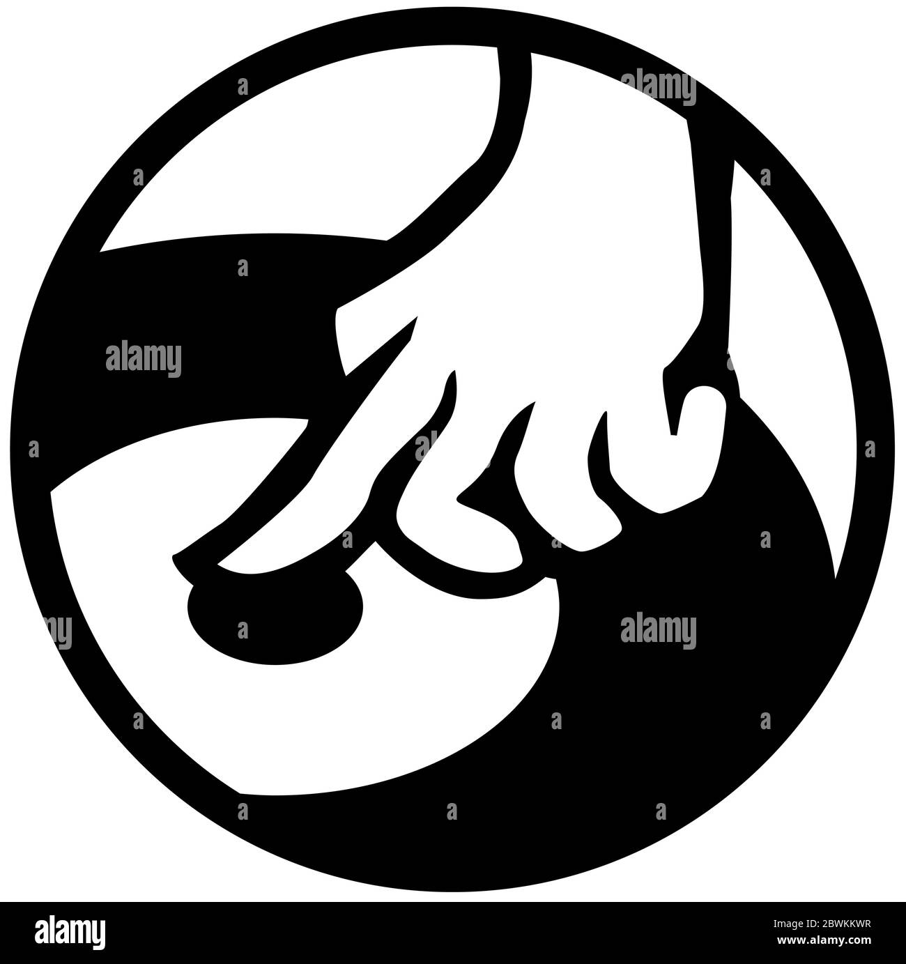 Finger tap symbol ring button icon stencil black, vector illustration, horizontal, isolated Stock Vector