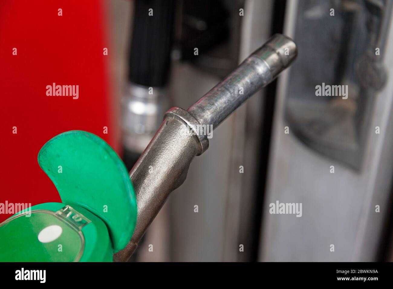 nozzle used to fuel gasoline and blurred background Stock Photo Alamy