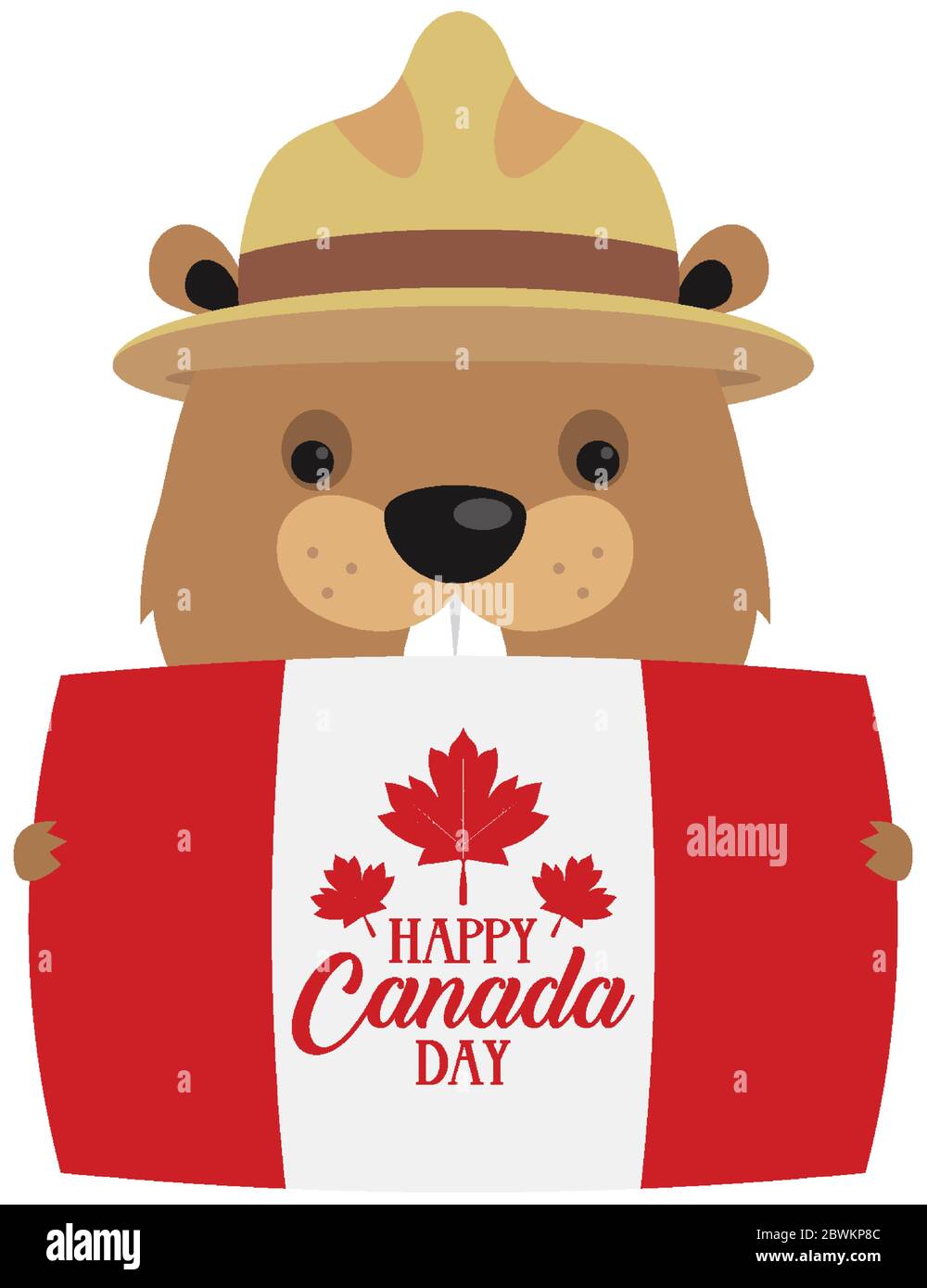 Canadian Beaver With Hat And Flag Of Happy Canada Day Vector Design Stock Vector Image Art Alamy