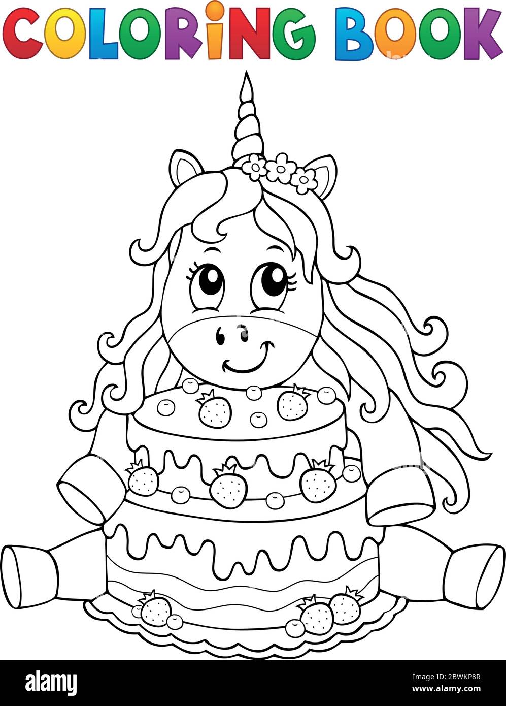 Unicorn Cake Coloring Book Adult Vector Stock Vector (Royalty Free)  1147924676 | Shutterstock