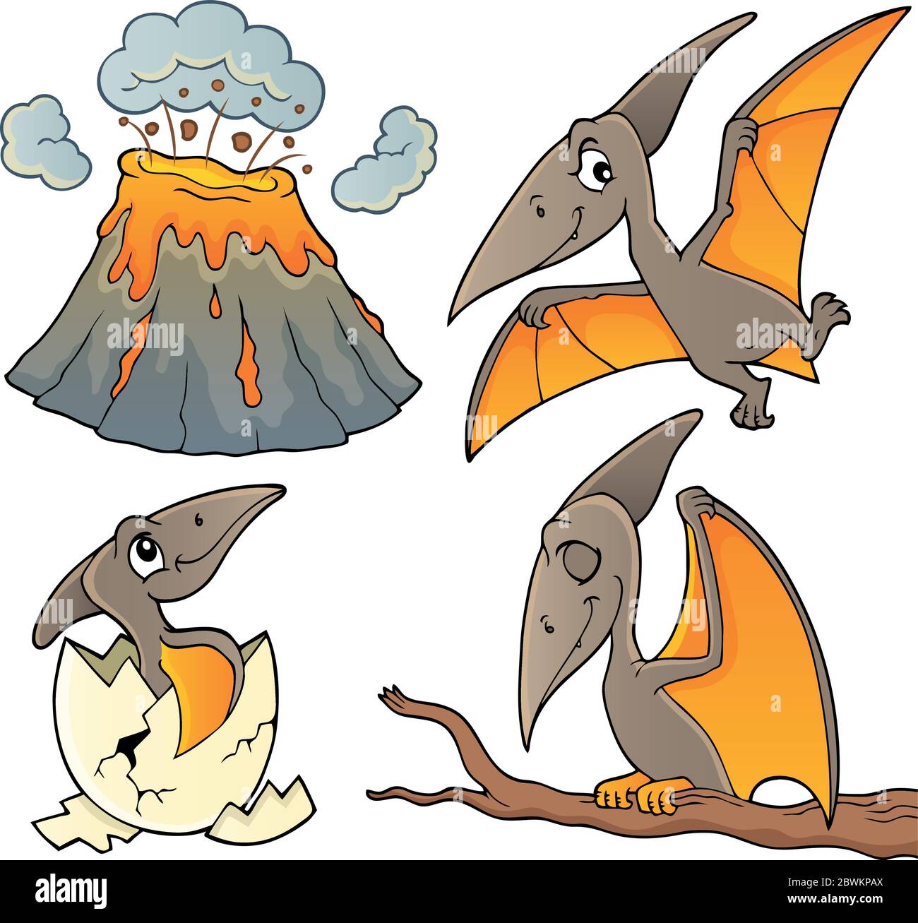 Pterodactyls theme set 1 - eps10 vector illustration. Stock Vector