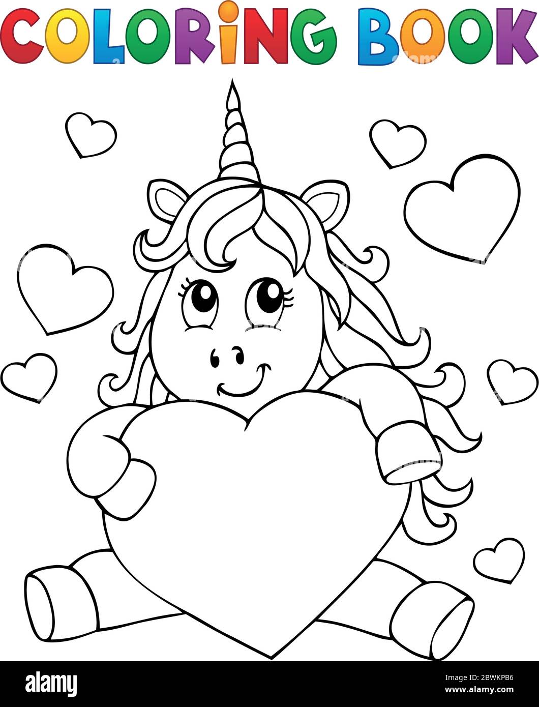 Coloring book Valentine unicorn theme 1 - eps10 vector illustration ...