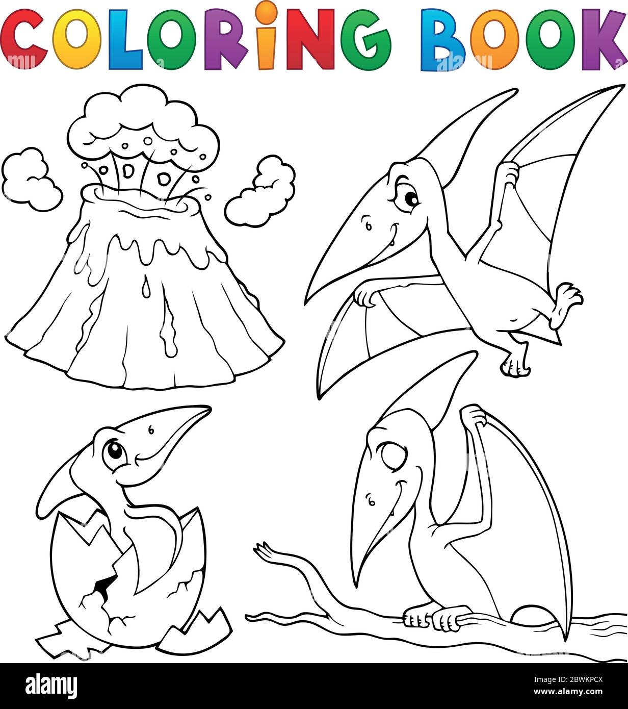 Coloring book pterodactyls theme set 1 - eps10 vector illustration. Stock Vector