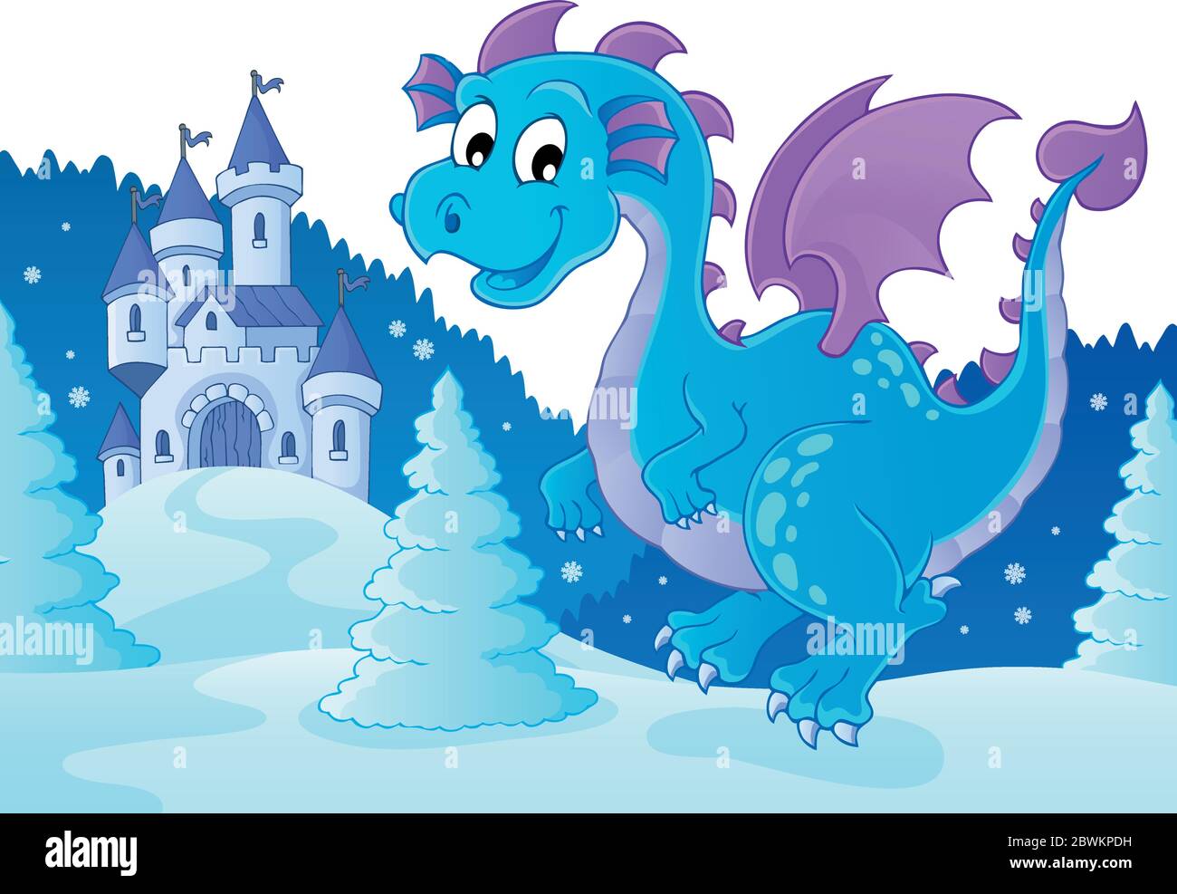 Winter dragon theme image 2 - eps10 vector illustration. Stock Vector