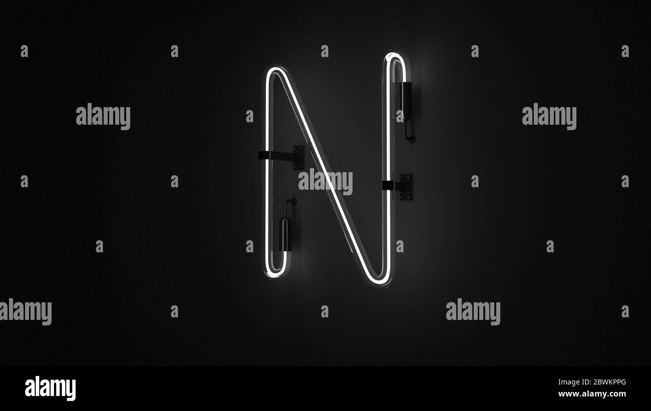 Neon Sign Letter N 3d illustration 3d render Stock Photo Alamy