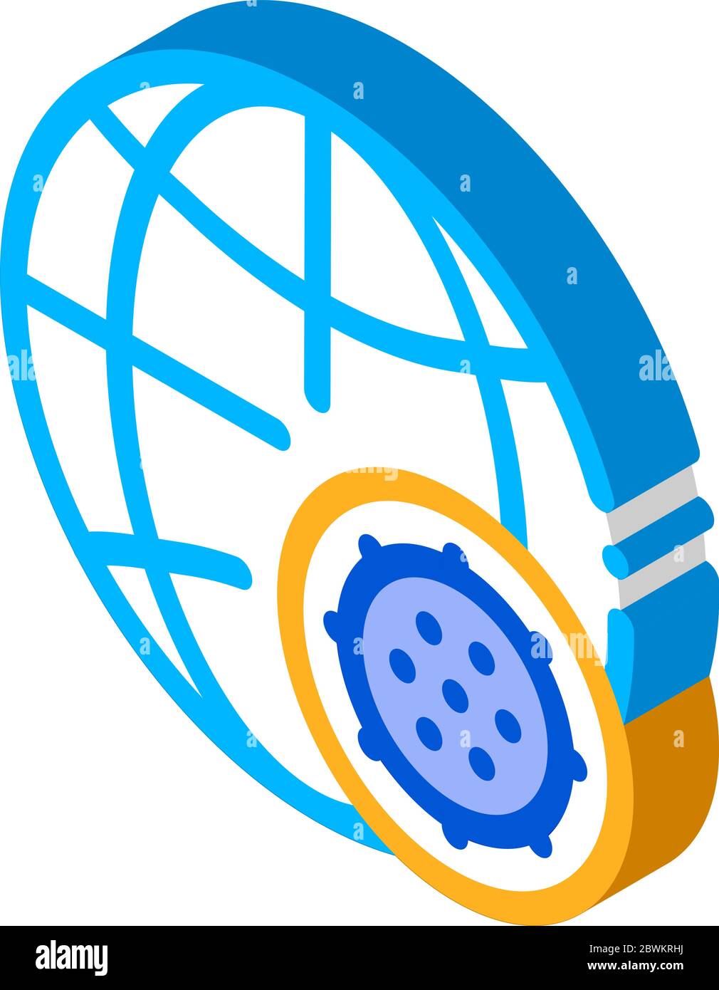 Microscopic Bacterium And Planet isometric icon vector illustration Stock Vector