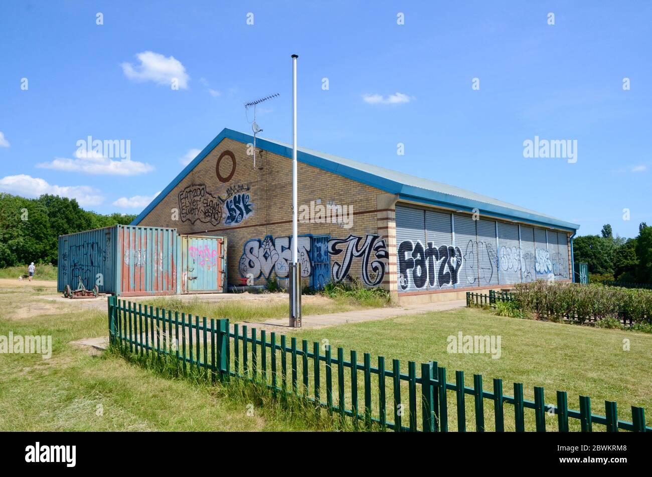 graffiti on  Alexandra Park Cricket and Football Club london england covid 19 pandemic 2020 Stock Photo