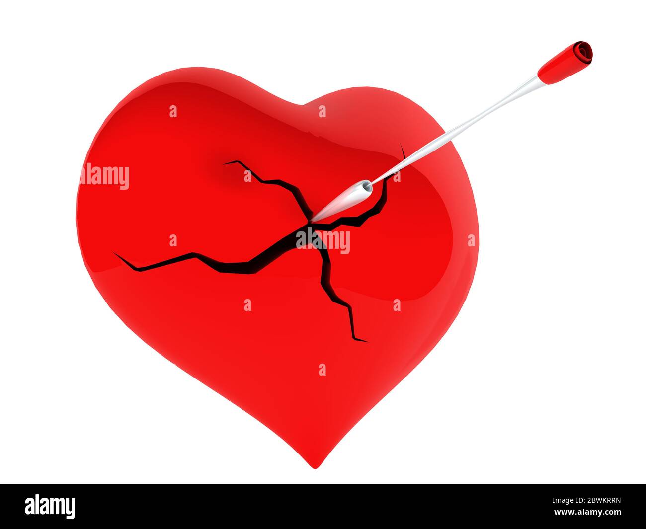 A red heart broken with an arrow Stock Photo