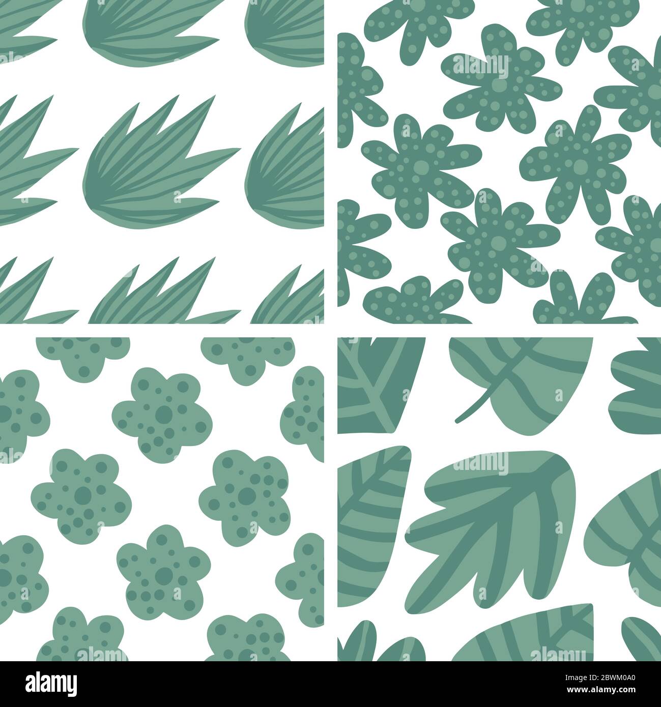 Set Of Tropical Pattern Palm Leaves Seamless Vector Floral Background Exotic Plant Summer Nature Hand Draw Jungle Print Stock Vector Image Art Alamy
