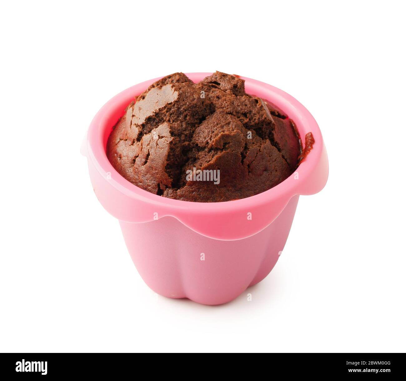 Chocolate brown muffin dessert or cupcake isolated on white background Stock Photo