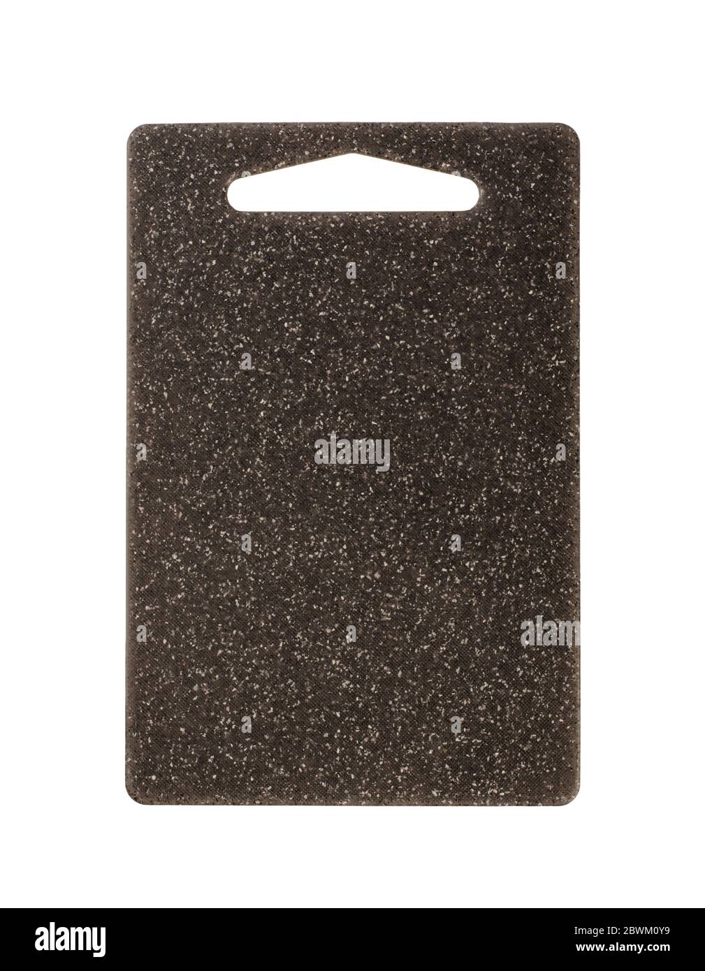 Black plastic cutting board isolated on white background Stock Photo