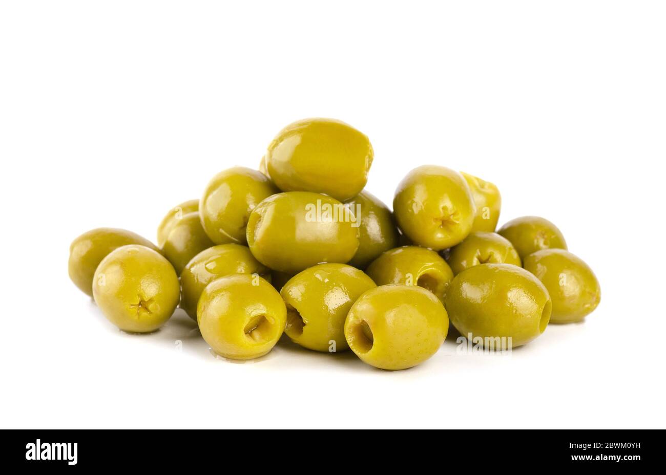 Green olives isolated on a white background Stock Photo - Alamy