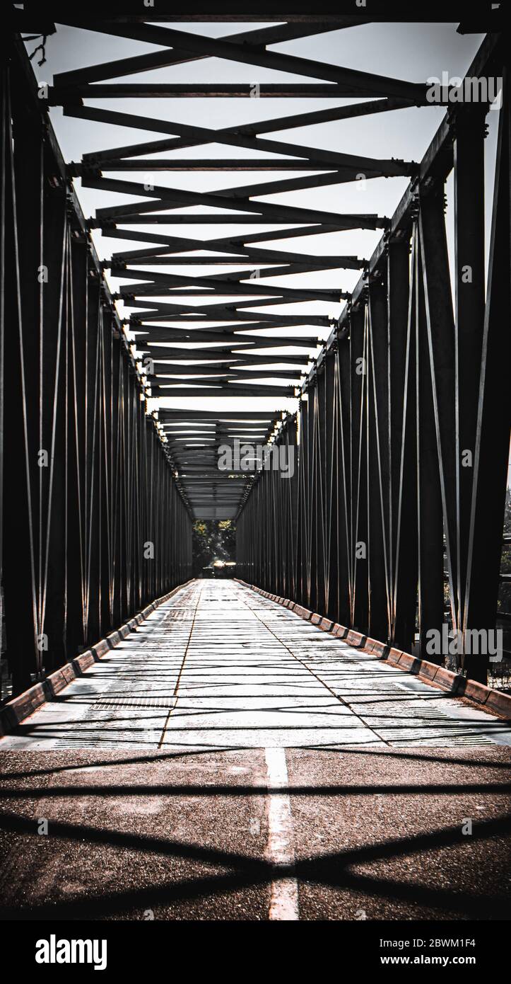 Steel bridge. on Cox's Bazar. Selective focus. Shallow depth of field. Background blur. Stock Photo