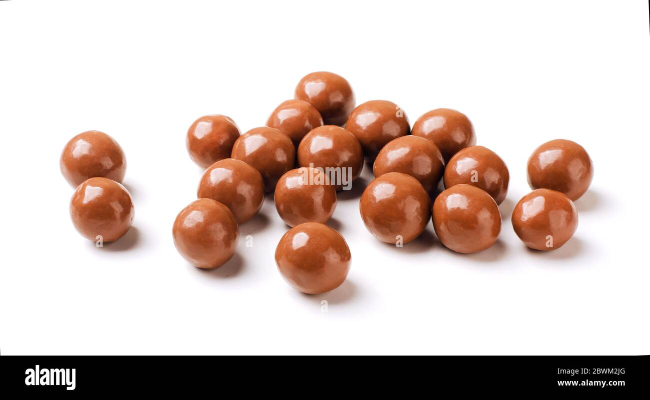 Chocolate balls on a white background Stock Photo Alamy