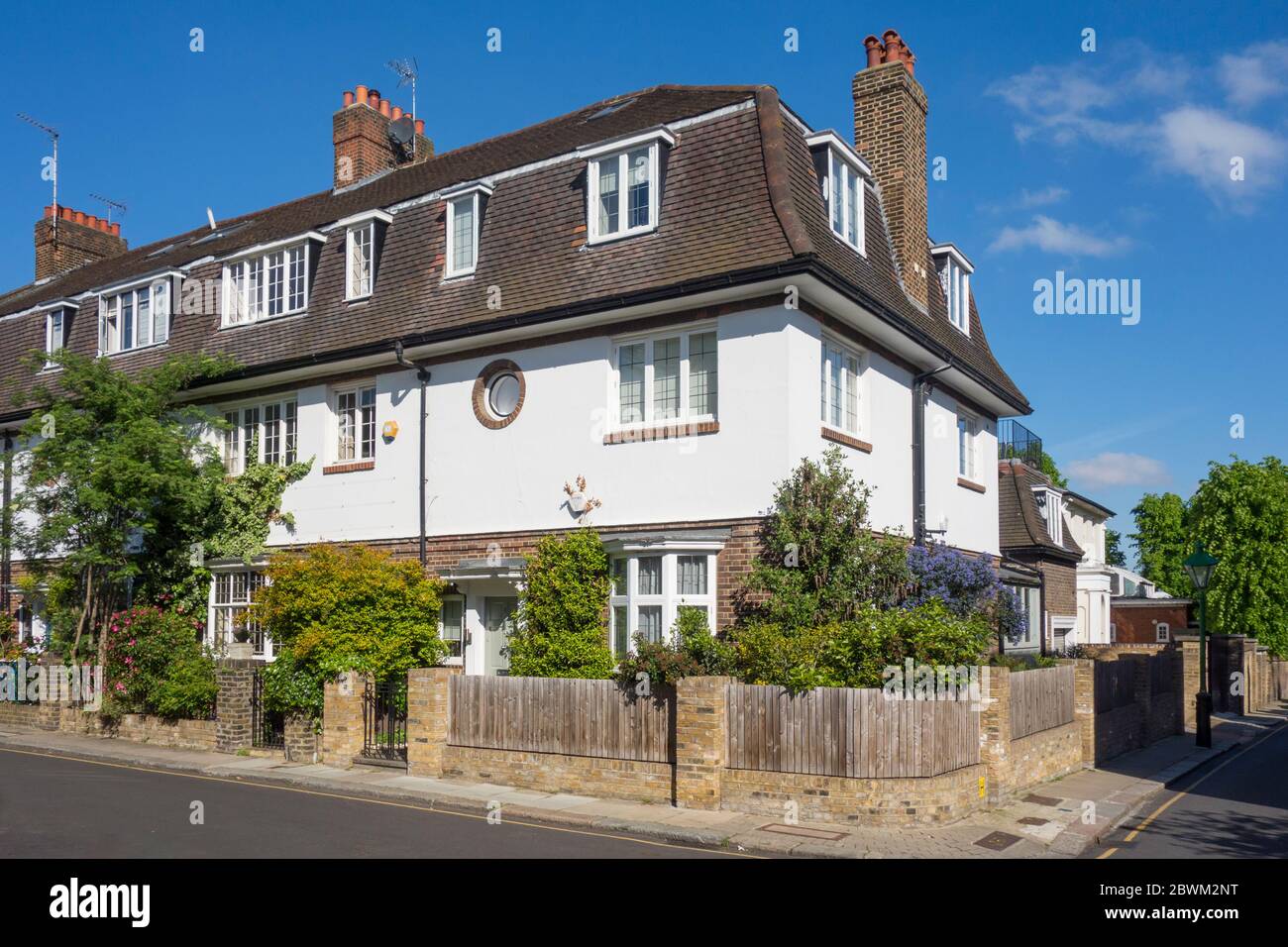 Expensive houses on Aubrey Walk, Royal Borough of Kensington and Chelsea, London, UK Stock Photo