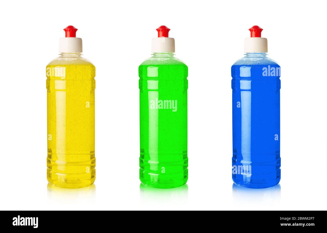 Dish washing liquid packages isolated on a white background Stock Photo