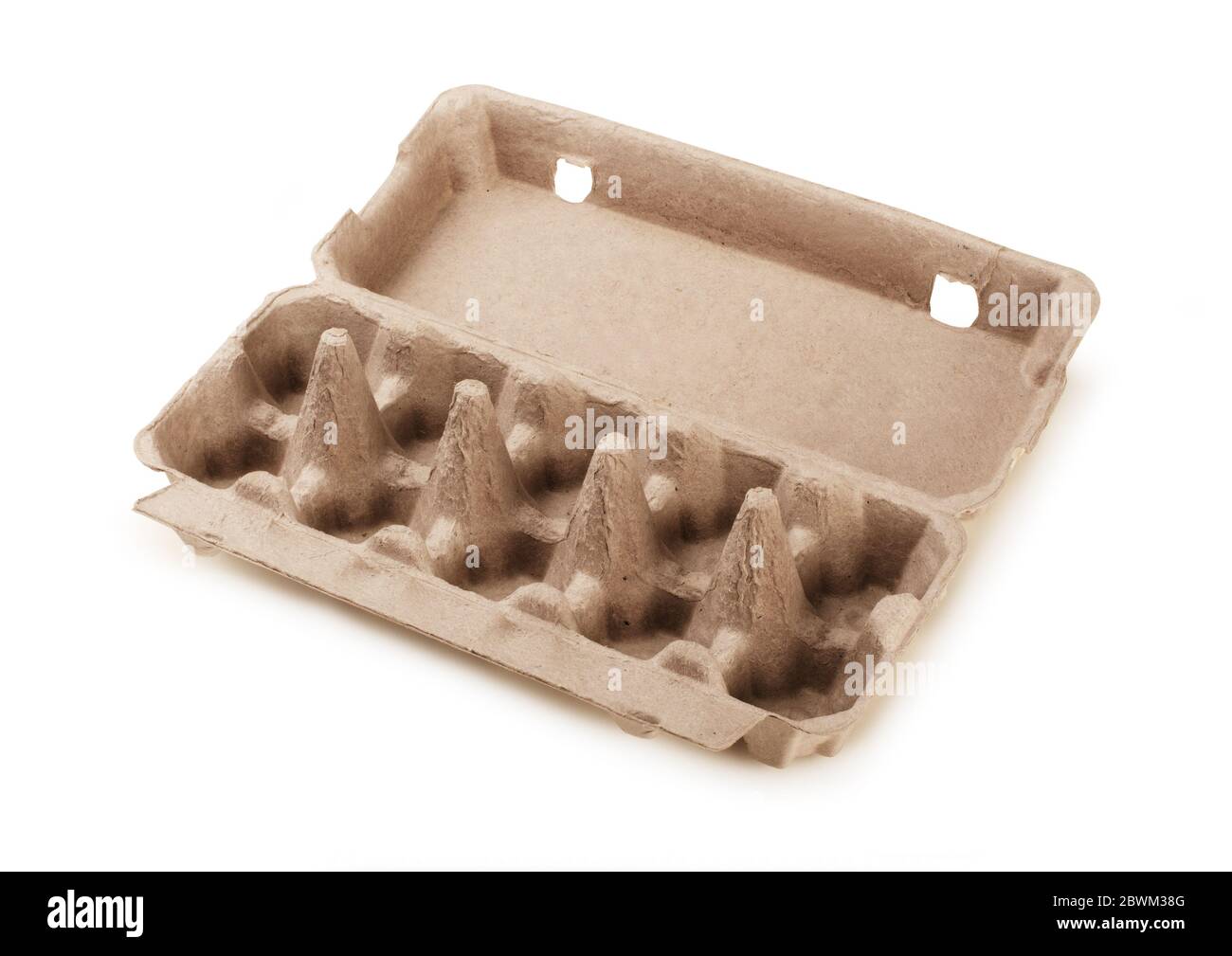 Empty egg carton packaging isolated on a white background Stock Photo