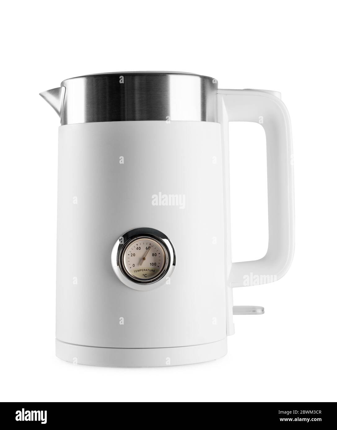 Nice design of modern kettle water boiler with thermometer isolated on white background Stock Photo