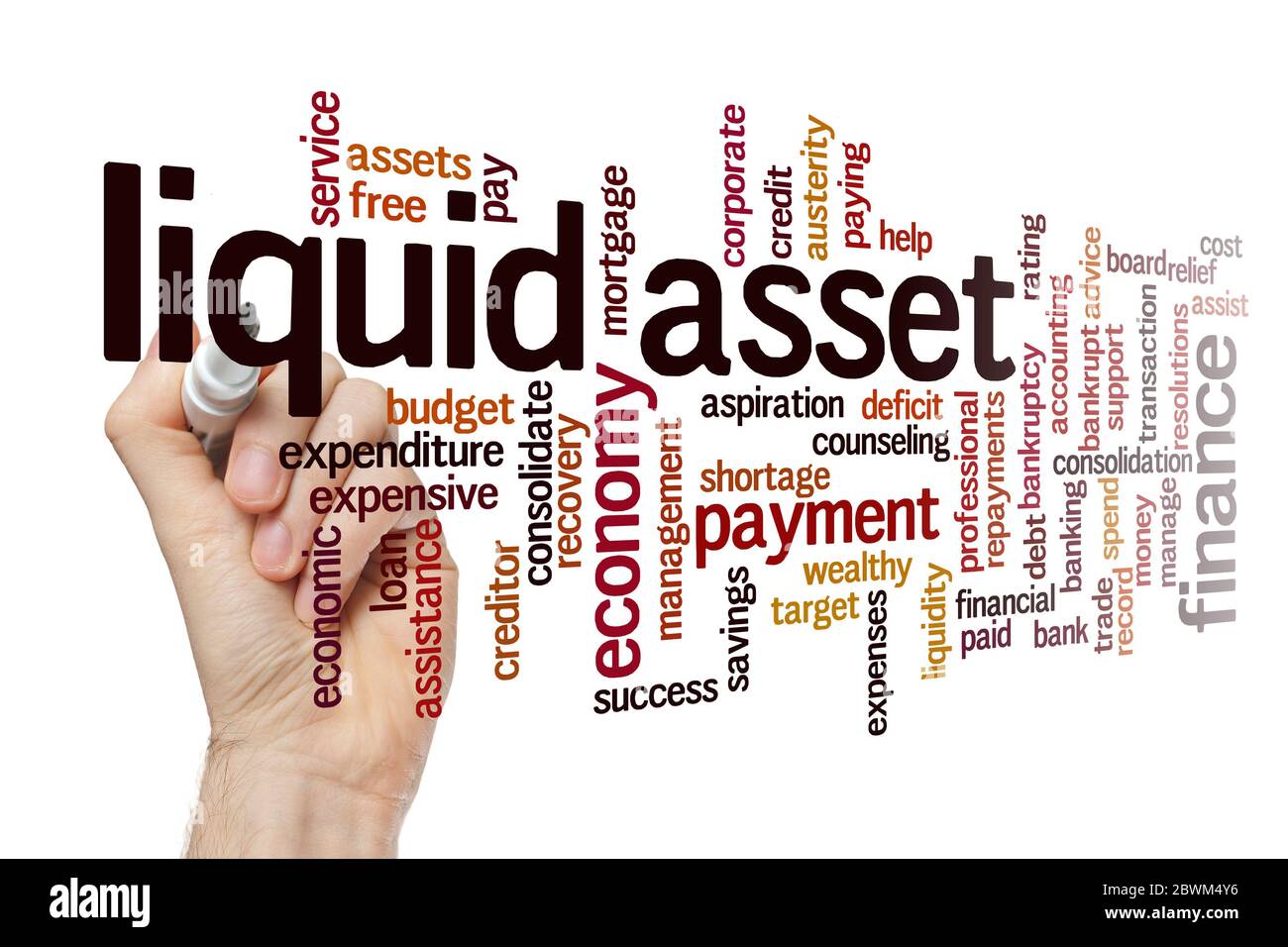 Liquid asset word cloud concept on white background Stock Photo Alamy