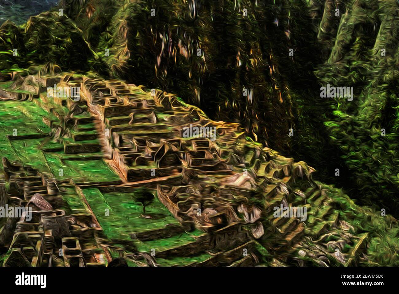 Stone walls from houses and terraces at the Inca archaeological city of ...