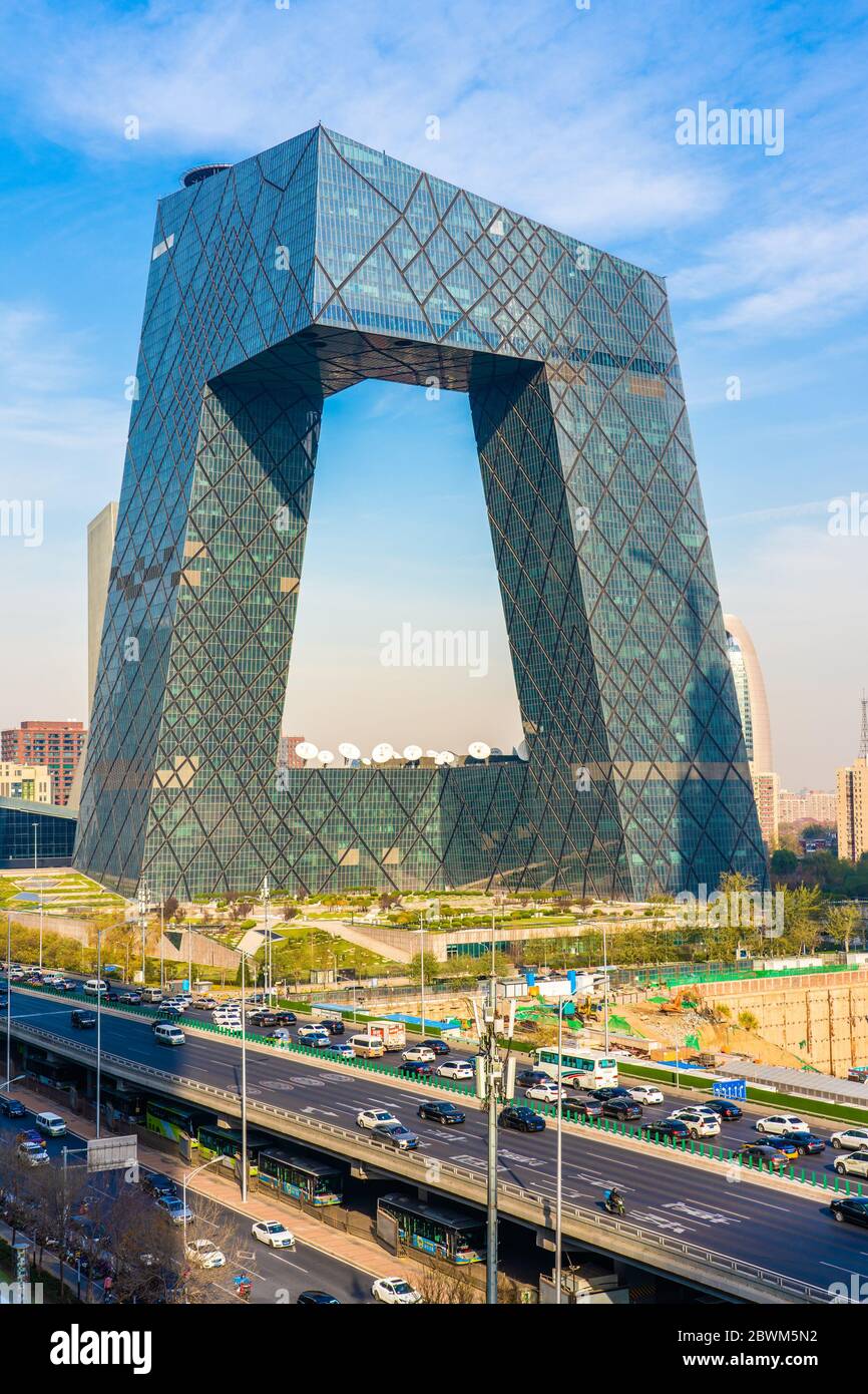 BEIJING, CHINA - NOVEMBER 26: View of the architecture of the CCTV Headquarters, a famous landmark building in the Central Business District on Novemb Stock Photo