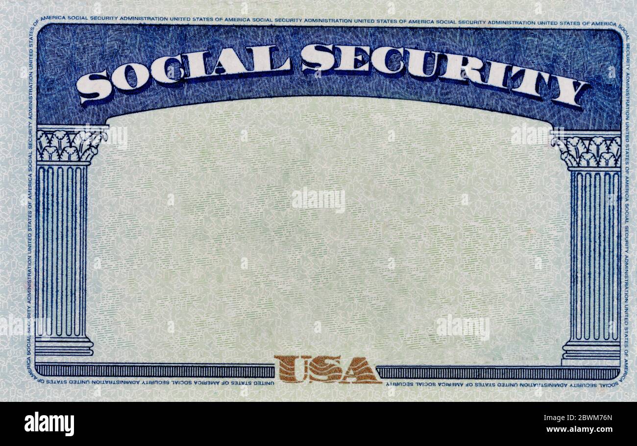 Blank United States Social Security Background Stock Photo