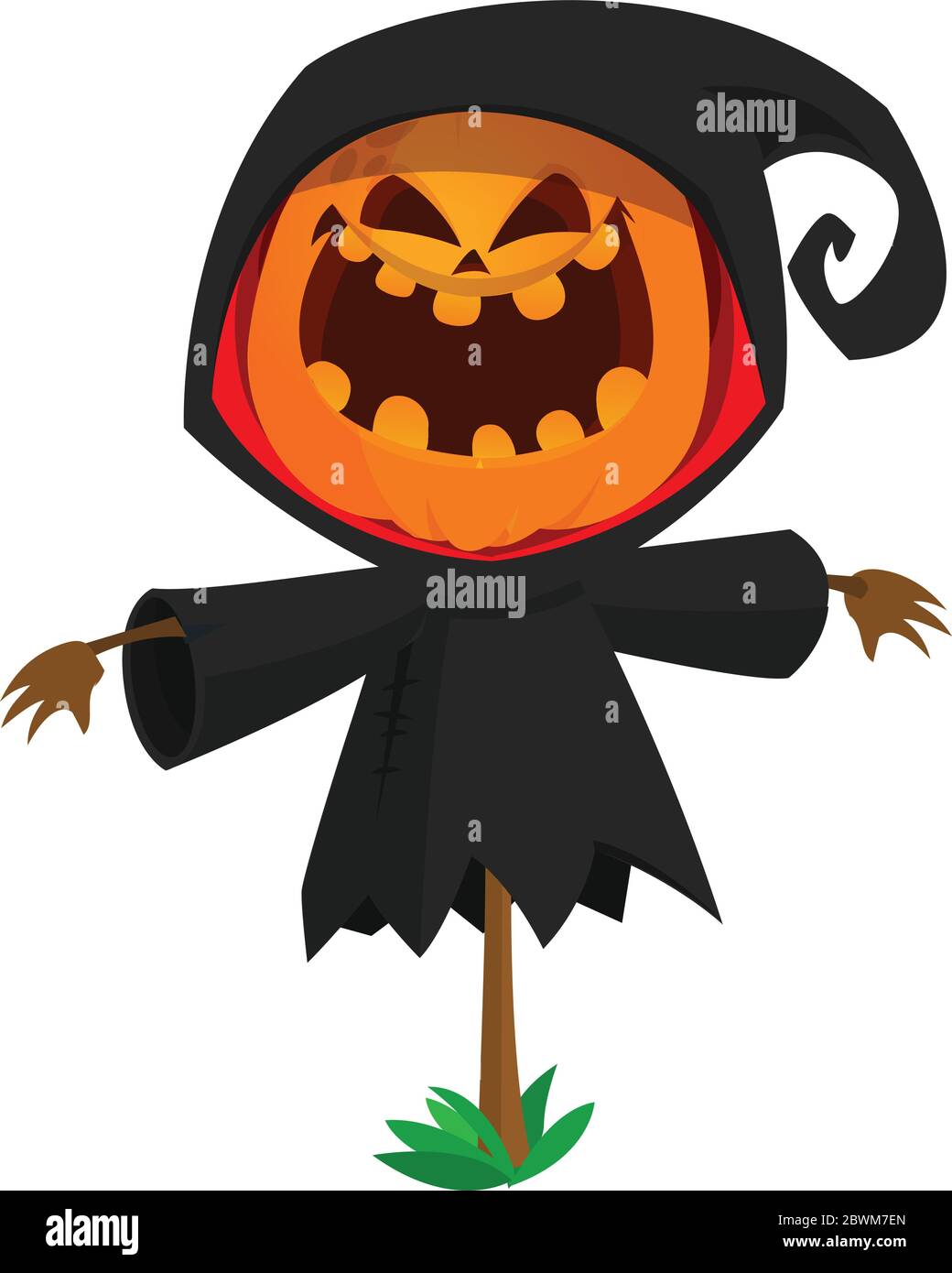 Halloween scarecrow with pumpkin head. Cartoon pumpkin monster with smiling  expression. Jack-o-lantern Stock Vector Image & Art - Alamy