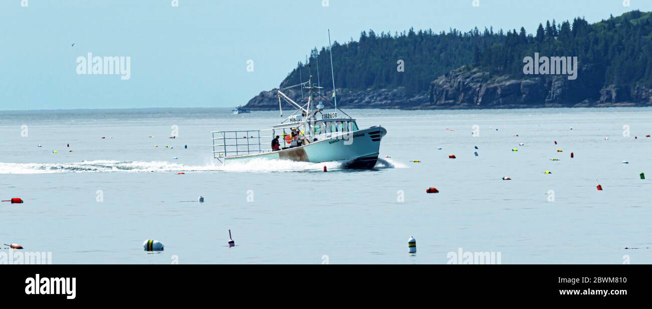 Bar Harbor, Maine, USA 29 July 2017 A lobster fishing boat