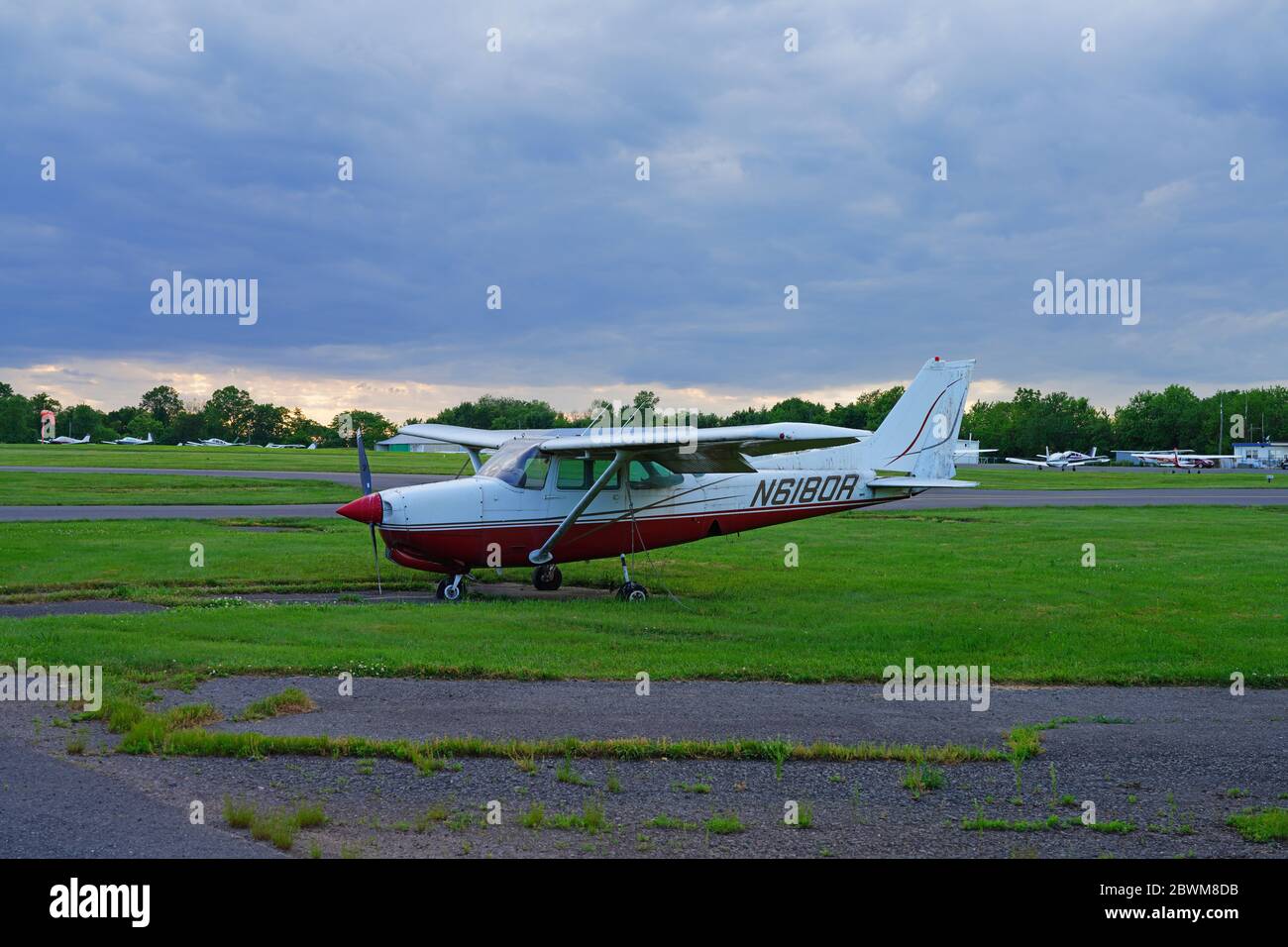 MANVILLE, NJ -30 MAY 2020- View of the Central Jersey Regional Airport (JVI), a small public use airport located near Manville in Somerset County, New Stock Photo