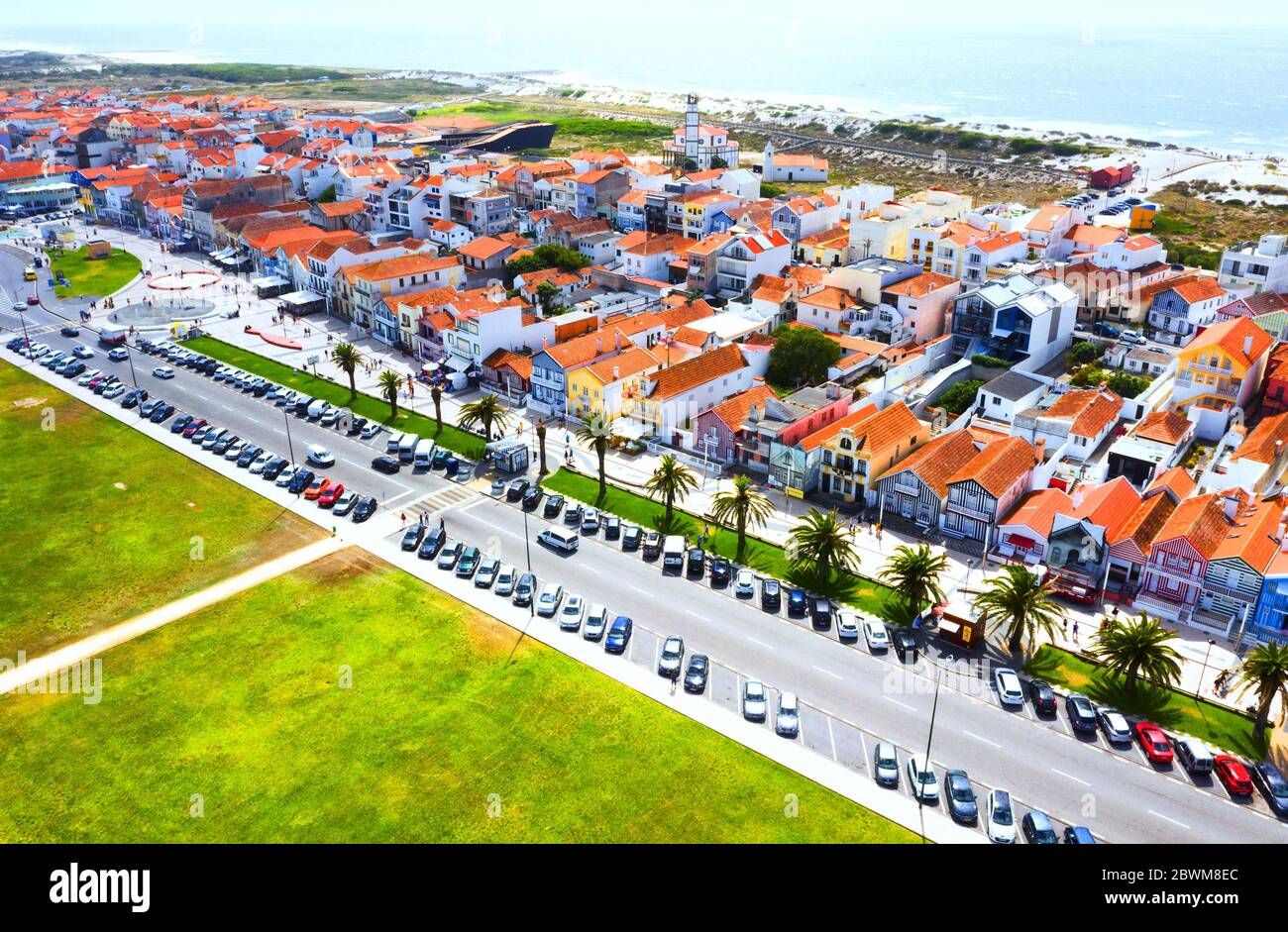 Gafanha da Encarnacao, Portugal. Aerial view of the famous Costa Nova