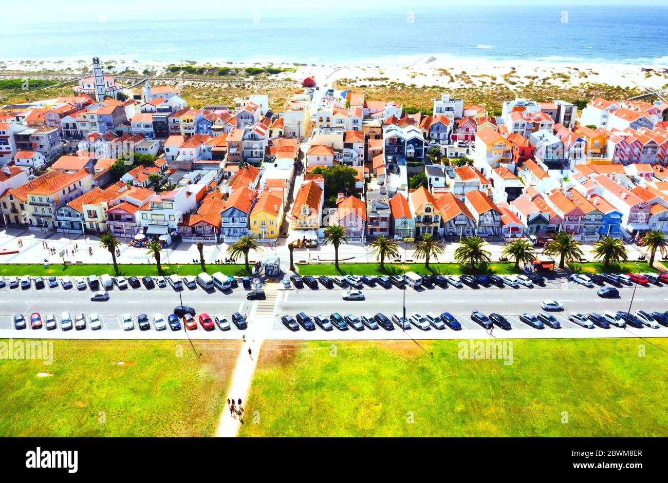 Gafanha da Encarnacao, Portugal. Aerial view of the famous Costa Nova